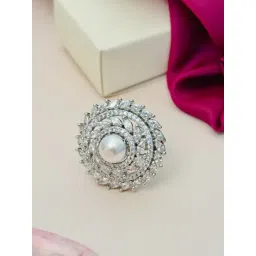 Abdesigns Silver Exquisite American Diamond Cocktail Rings-picture-31