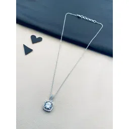 ABDESIGNS Silver-Plated American Diamond Pendant With Chain-picture-17