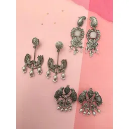 Abdesigns Stunnig German Silver Plated 3 Earrings Combo-picture-17