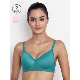 ABELINO Pink & Teal Green Solid Set of 2 T-shirt Bra COMBOYASHIPINKGREEN-picture-18