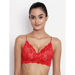 ABELINO Red Self Design Non-Wired Heavily Padded Push-Up Bra LEOREDSKIN-picture-16