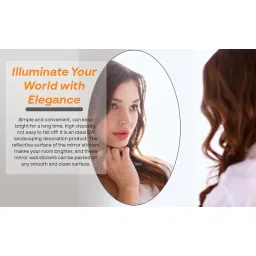 Abhiliya Oval Shape Adhesive Mirror Sticker for Wall on Tiles Bedroom Living Room Basin Mirror Bathroom Wall Mirror Both Side Sticker Acrylic Wall Mirror (B) image 5