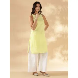 Abhishti Yellow Cotton Regular Fit Kurta-picture-10