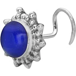 abhooshan 92.5 Sterling Silver Stylish Tribal Boho Precious Stone Nose Pin with wire for Women and Girls.Gift for Bhabhi Mother Wife Sister Birthday Anniversary-picture-19