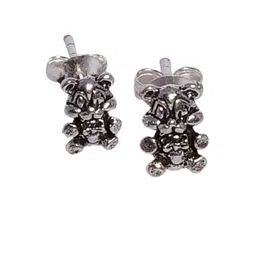 Abhooshan Girls 92.5 Sterling Silver Silver-Plated Contemporary Oxidised Stud Earrings-picture-17