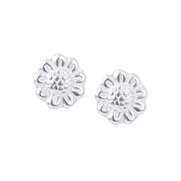 Abhooshan Girls 92.5 Sterling Silver Silver-Plated Floral Oxidised Stud Earrings-picture-16
