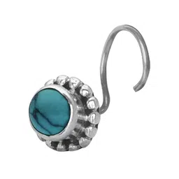 Abhooshan Turquoise-Studded 92.5 Sterling Silver Oxidised Stud Nosepin-picture-40