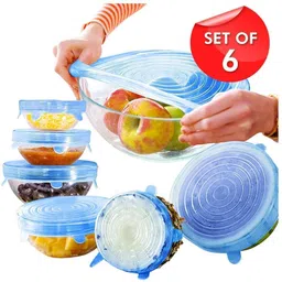 ablue clipper Food Seal Wrap Stretch Covers for Kitchen Utensils, Bowls, Jars, Cans, Mugs 8 inch, 6.7 inch, 5.9 inch, 4.4 inch, 3.6 inch, 2.4 inch Lid Set, Pack of 6-picture-45