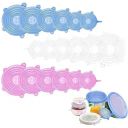 ablue clipper Silicone Stretch Lids Reuseable Flexible Covers 8.07 inch, 6.49 inch, 5.7 inch, 4.52 inch, 3.74 inch, 2.56 inch Lid, Pack of 18-picture-10