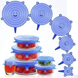 ablue clipper Silicone Stretch Lids Silicone Bowl Covers Reusable Durable Food Storage Lid Set 8.5 inch, 6.5 inch, 5.7 inch, 4.5 inch, 3.8 inch, 2.6 inch Lid Set, Pack of 6-picture-34