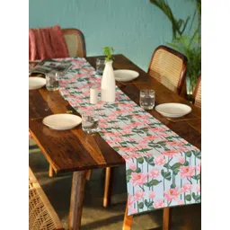 Abolee Homes Off-White & Pink Printed Anti-Slip Table Runner-image-0