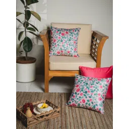 Abolee Homes Pink & White Set of 3 Floral Velvet Square Cushion Covers-image-4