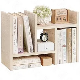 ABOUT SPACE DIY Desk Organizer - Desktop Storage Organizer Table Top Shelf - Engineered Wood Desk Organiser for Study Table Office Table Organiser for Home (L 64 x B 17 x H 35.5 cm) - Beige-image-20