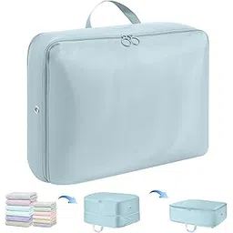 ABOUT SPACE Ultra Space Saving Self Compression Organizer - 22 L Vacuum Storage Bags - Packing Vaccine Bags for Clothes Airtight Reusable -Travel Essentials (Blue-Small - L 40 x B 30 x H 18.5 cm)-image-18