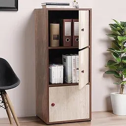 ABOUT SPACE Wooden Cabinet - 3 Tier Engineered Wood Storage Cabinet for Living Room with Magnetic Door, Space Saving Furniture for Home, Office, Kitchen (Walnut -L 38 x B 38.5 x H 100.5 cm)-picture-19