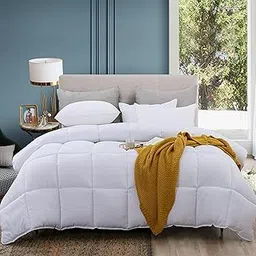 ABOUTABED King Bedding Comforter Duvet Insert - All Season Goose Down Alternative - Ultra Soft Quilted Comforters with Corner Tabs- Hotel Collection Machine Washable（Solid White, King）-picture-38