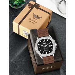 abrexo Arabic Style Brown Silicone Magnet Strap Date Working Quartz Watch For Boys Analog Watch - For Men Abx6901-BK SL BR MGT ST-picture-17