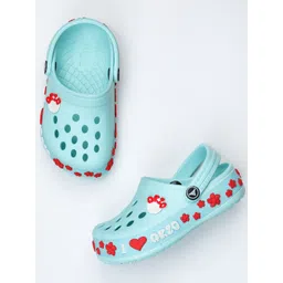 ABROS Unisex Kids Sea Green & Red Embellished Clogs-picture-14