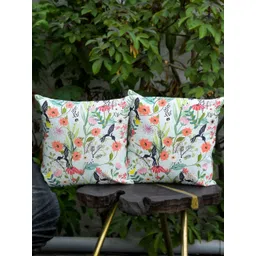 ABSTRACT INDIA White & Green Printed Cotton Square Cushion Cover-picture-14