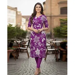 acai Women Printed V-Neck Straight Kurti-picture-28