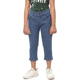 accalia Stretchable Denim Blue Capri Shorts for Women-picture-13