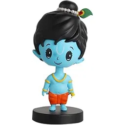 Acceptance Lord Shree Krishna Idol Bobblehead for Car Dashboard, Office Table,Home Decor| Little Mor Pankh & Bansuri Figurin|God Statue for Gifting Kids,Family & Friends (Krishna)-picture-26