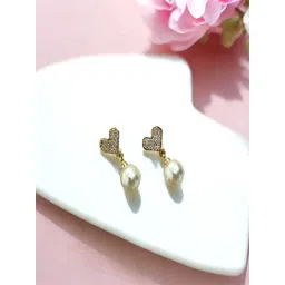 AccessHer Gold Plated Stone Studded Contemporary Drop Earrings-image-18