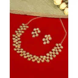 AccessHer Gold-Plated White Rhinestones Studded Jewellery Set-image-5