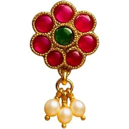 accessher Gold Tone Floral Nosepin with Stones and Faux Pearl Detailing – Lightweight and Elegant jewellery Accessory for Women’s Traditional and Modern Wear-picture-28
