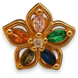 accessher Women's & Girls' Elegant Gold-Tone Multicolour Floral Pierced Nose Pin Traditional Hole-Type Piercing Nose Ring Stud Lightweight Jewellery for Gift-picture-31