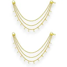 accessher Women's & Girls' Gold-Plated Multi-Layer Pearl Drop EarChain | Elegant 3-Layer Beaded Jewelry for Sarees, Lehengas & Ethnic Dresses | Perfect for Weddings & Special Occasions-picture-39