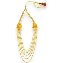 accessher Women's & Girls Gold-Tone Multi 5 Layer Rani Haar| South Indian Temple Jewellery Necklace with Golden Beads, Red Stones Teardrop Motif-picture-15