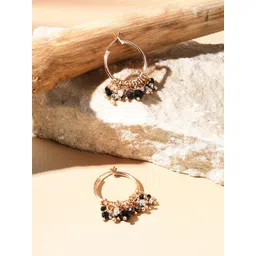 Accessorize Beaded Circular Brass Hoop Earrings-picture-33