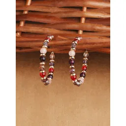 Accessorize Contemporary Amber Small Beaded Half Hoop Earrings-picture-27