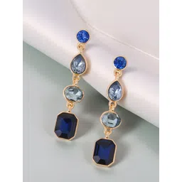 Accessorize Crystals Studded Contemporary Drop Earrings-picture-27