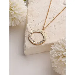 Accessorize Crystals-Studded Textured Circle Long Necklace-picture-31