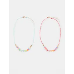Accessorize Girls Set Of 2 Artificial Beaded BFF Cord Friendship Necklace-picture-42