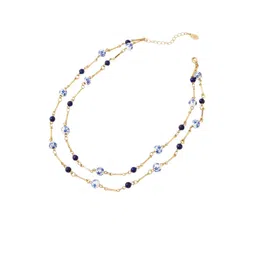 Accessorize London Blue & Gold-Toned Beaded Layered Necklace-picture-27