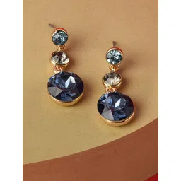 Accessorize London Blue & Gold-Toned Blue Harvest Triple Gem Drop Earrings-picture-11