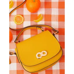 Accessorize London Faux Leather Textured Structured Satchel Sling Bag With Buckle Detail-picture-26