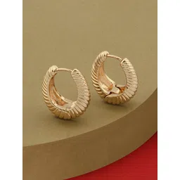 Accessorize London Women Blue Harvest Ribbed Chunky Oval Huggies Earring-picture-19