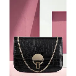 Accessorize London Women Faux Leather Croc Lock Chain Party Bag-picture-10