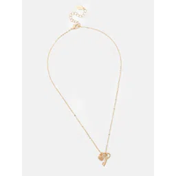Accessorize London Women Gold Heart & Key Pendant Necklace-picture-10