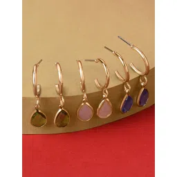 Accessorize London Women Set of 3 Blue Harvest Crystal Huggie Hoop Earring-picture-21