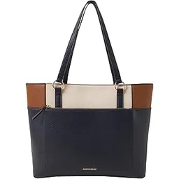 accessorize London Women's Colour Block Navy Blue Structured Tote bag | Bags for women | Ladies Purse Handbag| Tote Bags for Women For Office Use, Work-picture-14
