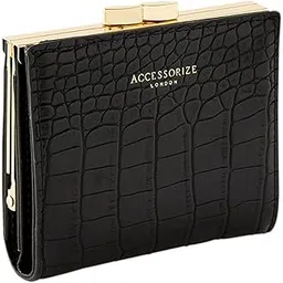 accessorize London Women's Faux Leather Black Clip Frame Bella Purse-picture-13