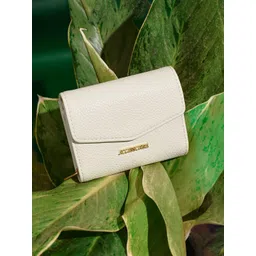 Accessorize London Women's Faux Leather Cream Small Flap Zip Around Purse-picture-21