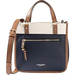 accessorize London Women's Navy Blue Mini Colour Block Handheld Satchel Bag with Detachable and Adjustable strap | Bags for women | Ladies Purse Handbag-picture-15