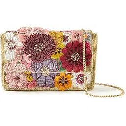 accessorize London Women's Pink Canvas 3D Floral Clutch Party Bag-picture-13