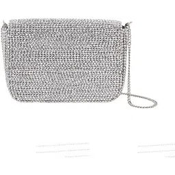 accessorize London Women's Silver Fold Over Beaded Clutch Bag-picture-13